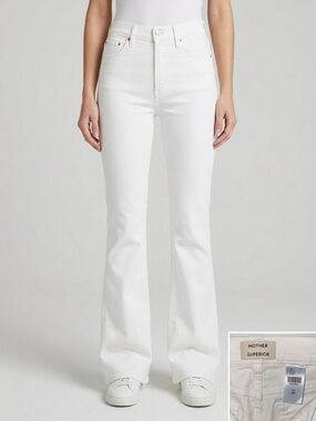 MOTHER Superior The Scooter Skimp High Rise Flare Jeans Natural Selection White